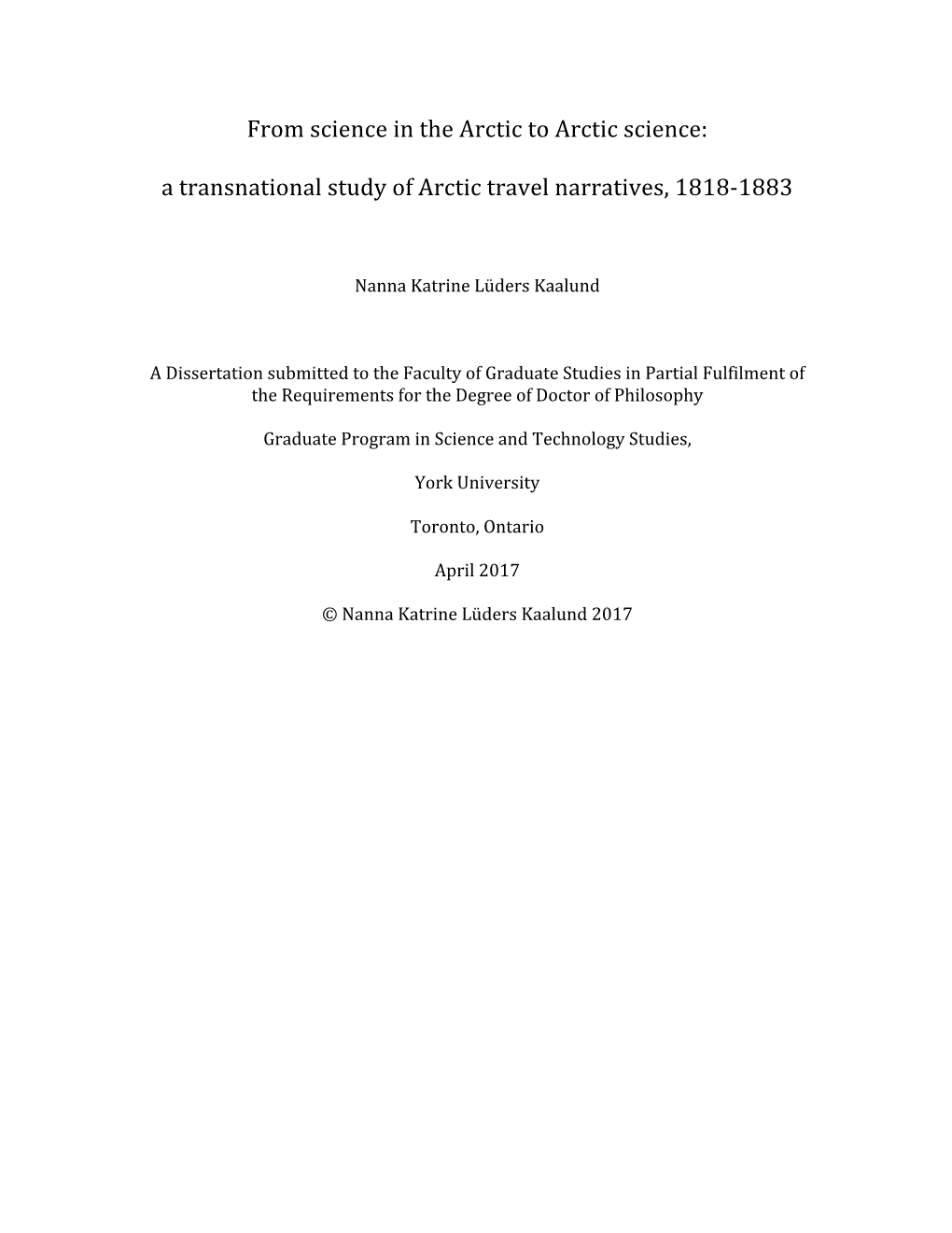 A Transnational Study of Arctic Travel Narratives, 1818-1883