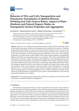 Behavior of Tio2 and Ceo2 Nanoparticles and Polystyrene Nanoplastics in Bottled Mineral, Drinking and Lake Geneva Waters. Impact