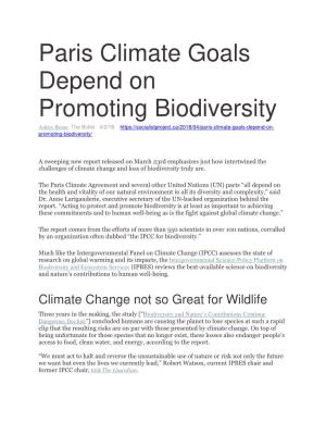 Paris Climate Goals Depend on Promoting Biodiversity