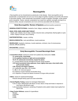 Neurosyphilis Guide for Providers