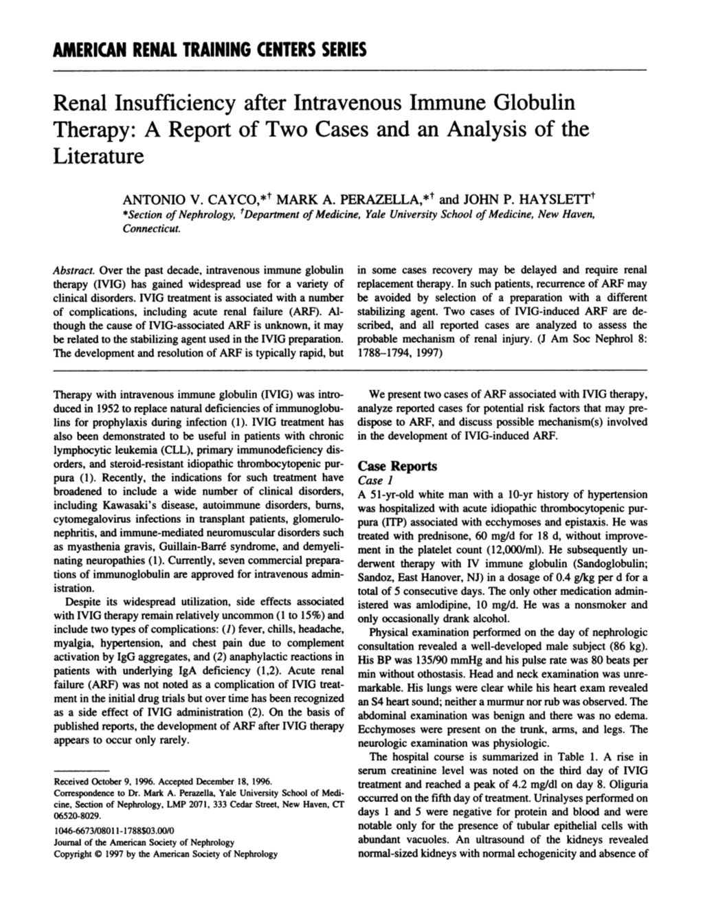 Renal Insufficiency After Intravenous Immune Globulin Therapy: a Report of Two Cases and an Analysis of the Literature