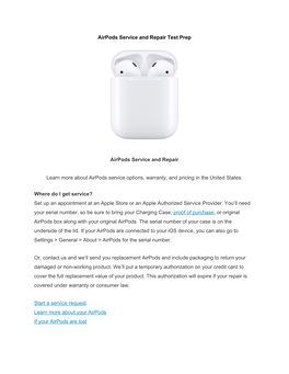 Airpods Service and Repair Test Prep