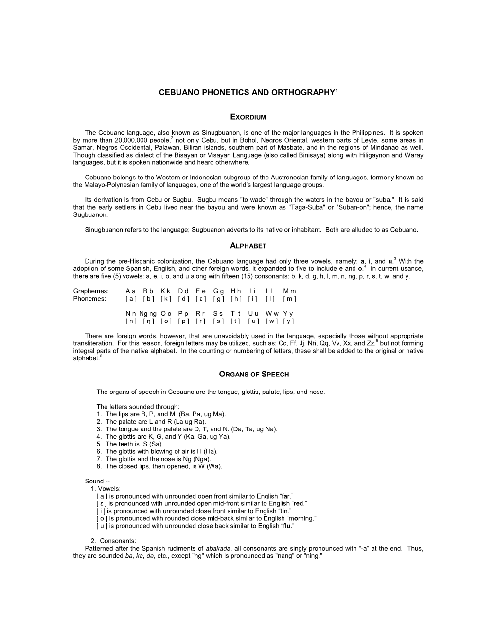 Cebuano Phonetics and Orthography1 Exordium