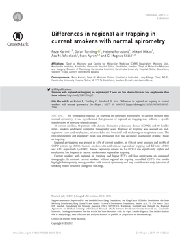 Differences in Regional Air Trapping in Current Smokers with Normal Spirometry