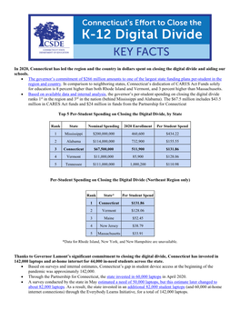 Fact Sheet on Connecticut's Efforts to Close the PK-12 Digital Divide