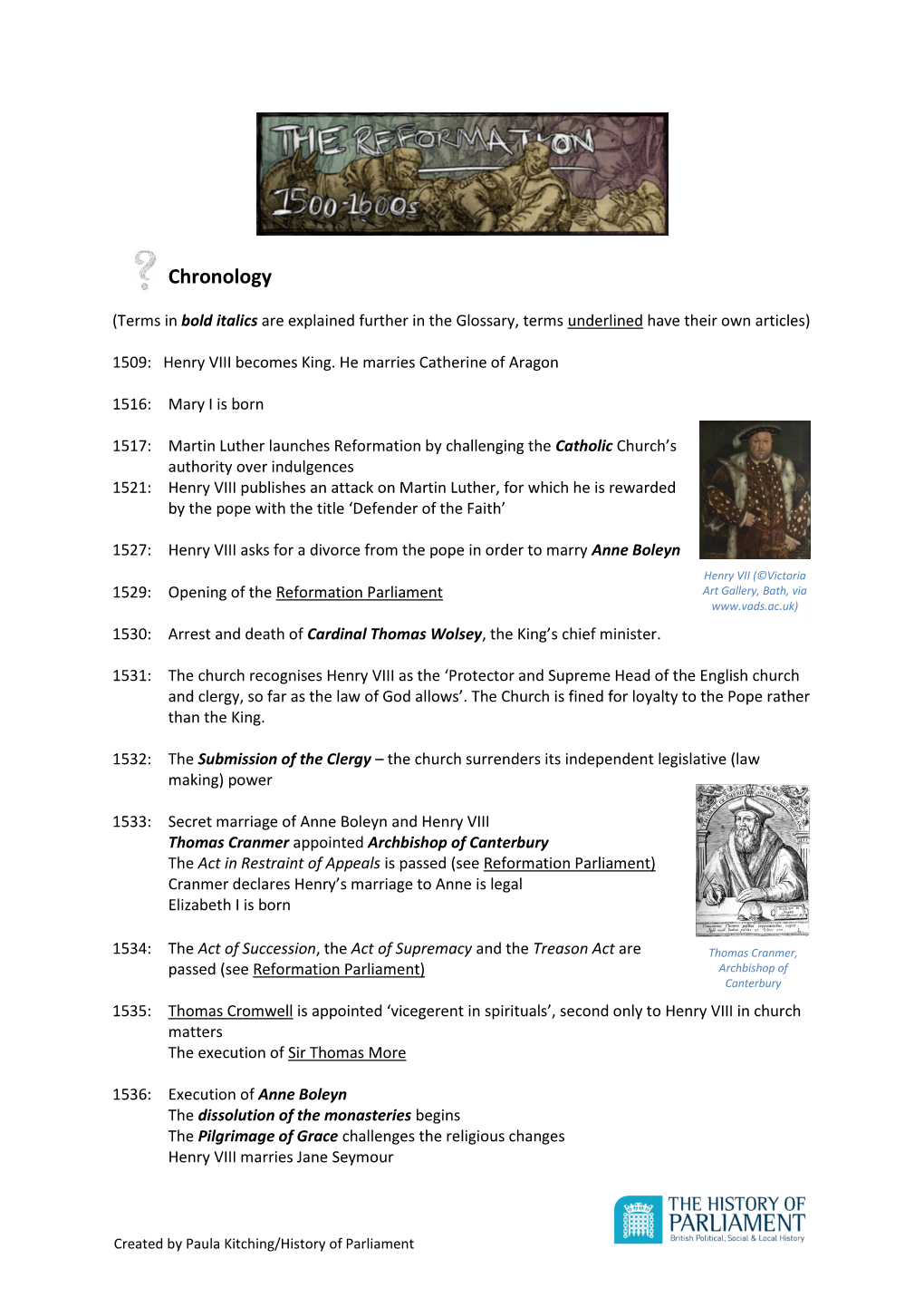 Resource: Chronology