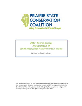 2017 - Year in Review Annual Report of Land Conservation Achievements in Illinois