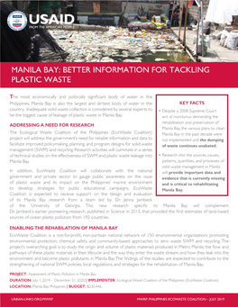 Manila Bay: Better Information for Tackling Plastic Waste