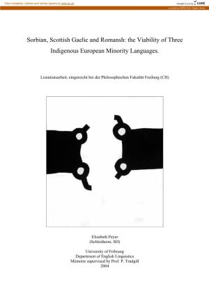 Sorbian, Scottish Gaelic and Romansh: the Viability of Three Indigenous European Minority Languages