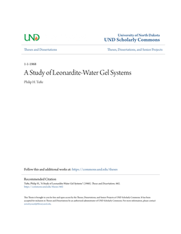 A Study of Leonardite-Water Gel Systems Philip H