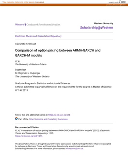 Comparison of Option Pricing Between ARMA-GARCH and GARCH-M Models