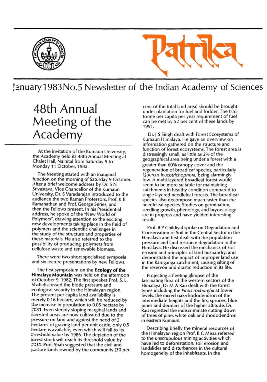 48Th Annual Meeting of the Academy