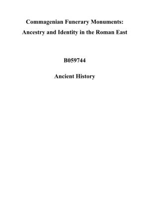 Commagenian Funerary Monuments: Ancestry and Identity in the Roman East