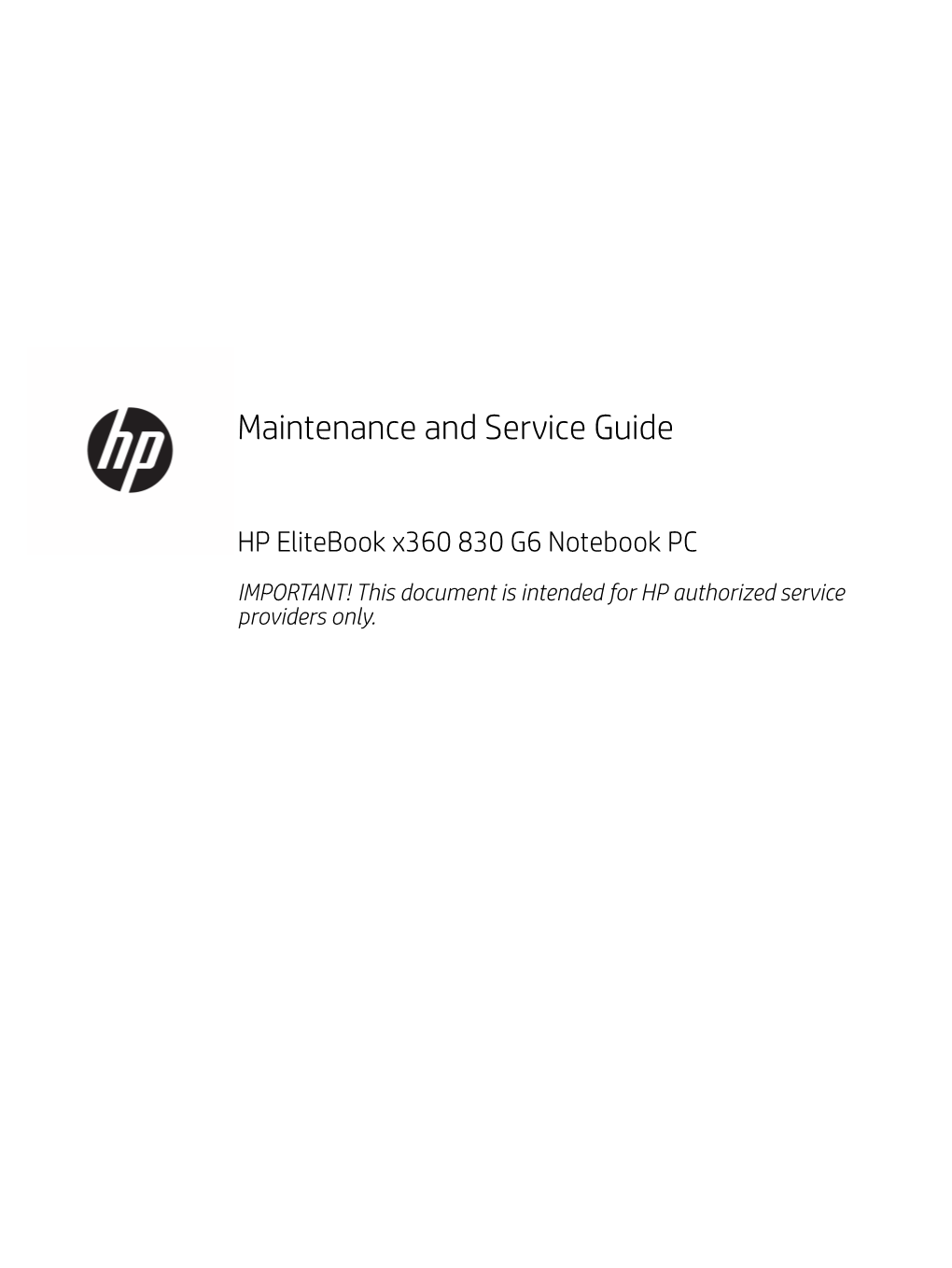 Maintenance and Service Guide HP Elitebook X360 830 G6 Notebook PC