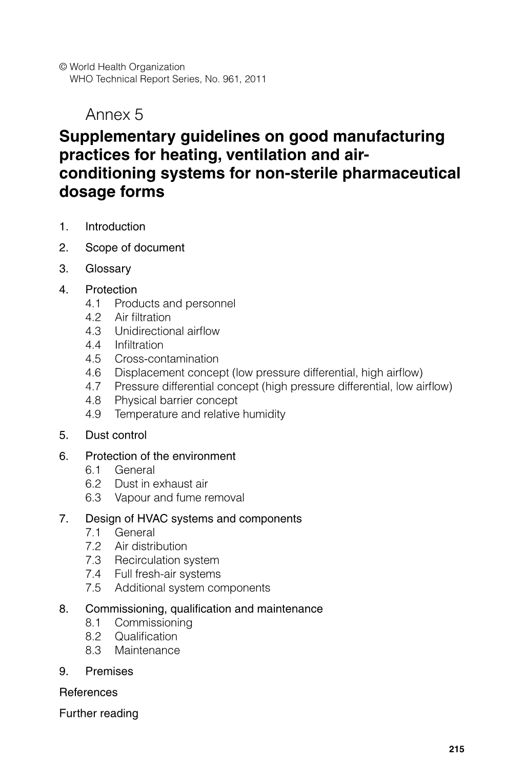 Annex 5 Supplementary Guidelines on Good Manufacturing Practices for Heating, Ventilation and Air- Conditioning Systems for Non-Sterile Pharmaceutical Dosage Forms