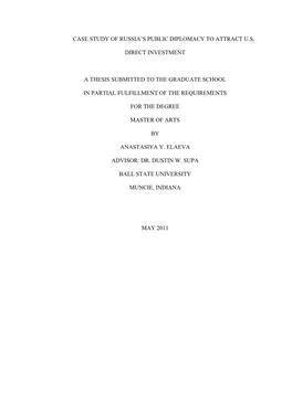 Case Study of Russia's Public Diplomacy to Attract U.S