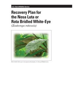 Recovery Plan for the Nosa Luta Or Rota Bridled White-Eye (Zosterops Rotensis)
