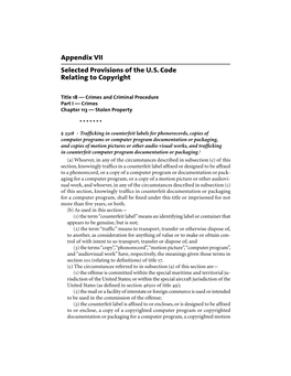 Copyright Law of the United States: Appendix