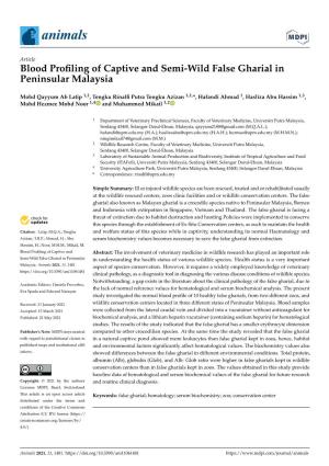 Blood Profiling of Captive and Semi-Wild False Gharial In