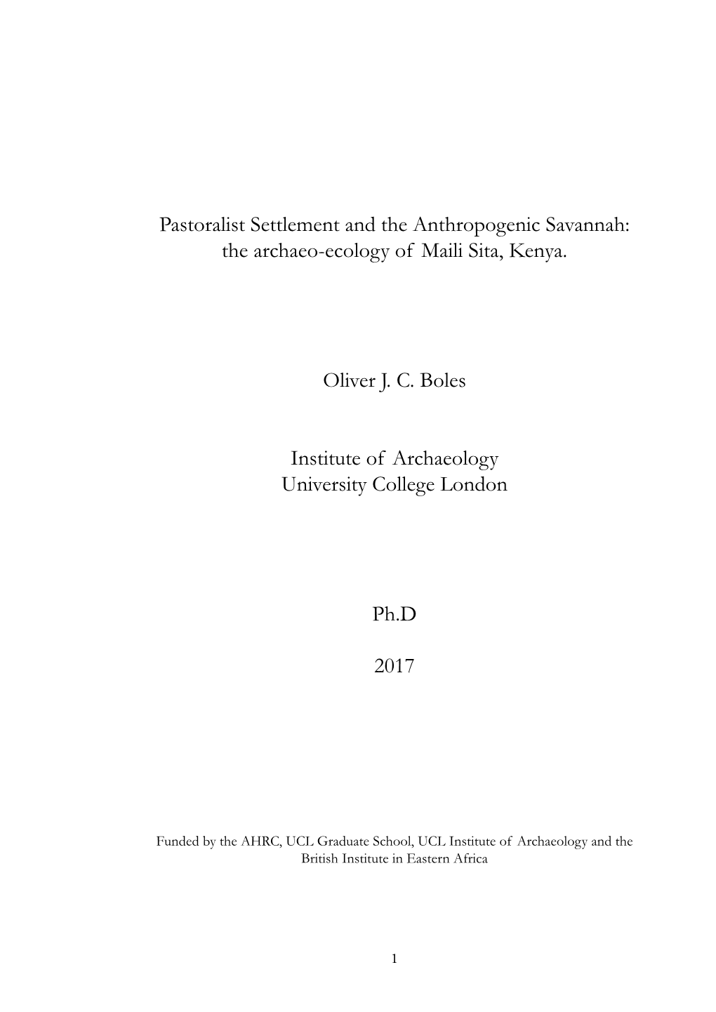 Pastoralist Settlement and the Anthropogenic Savannah: the Archaeo-Ecology of Maili Sita, Kenya