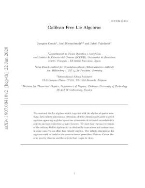 Galilean Free Lie Algebras 4 2.1 Galilei Maxwell Algebras