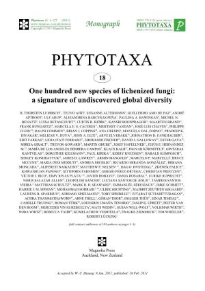 One Hundred New Species of Lichenized Fungi: a Signature of Undiscovered Global Diversity