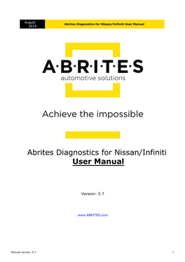 Abrites Diagnostics for Nissan/Infiniti User Manual 2019