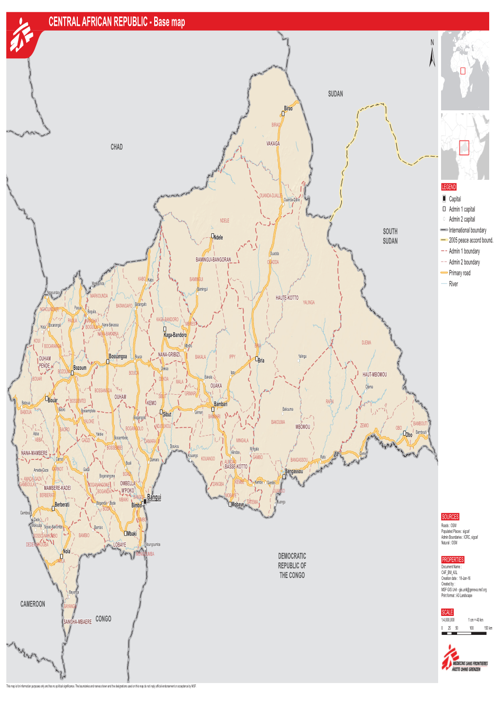 CENTRAL AFRICAN REPUBLIC - Base Map ±