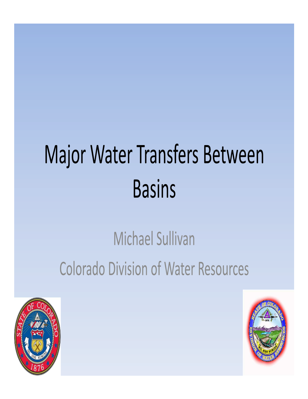 Major Water Transfers Between Basins