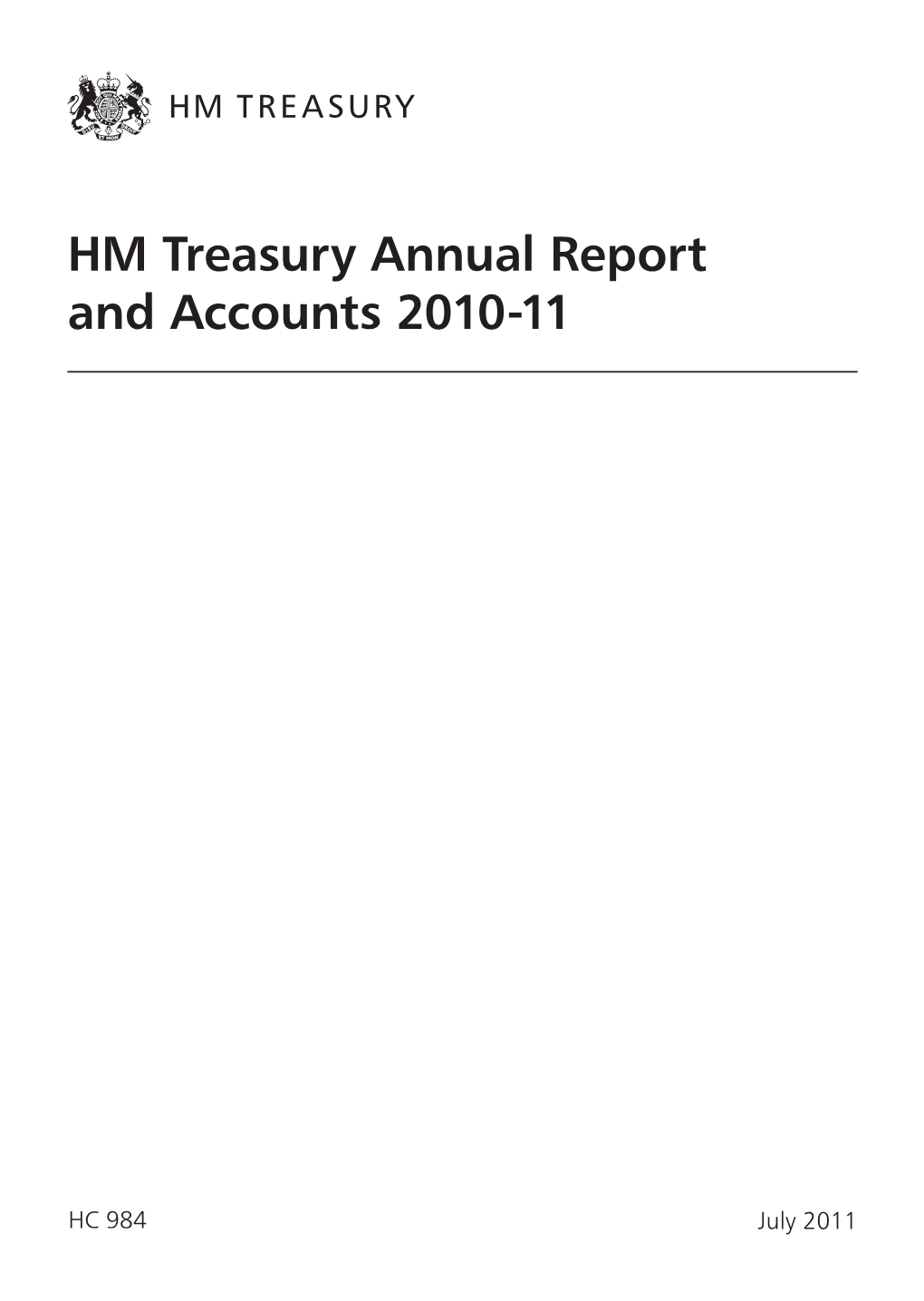 HM Treasury Annual Report and Accounts 2010-11