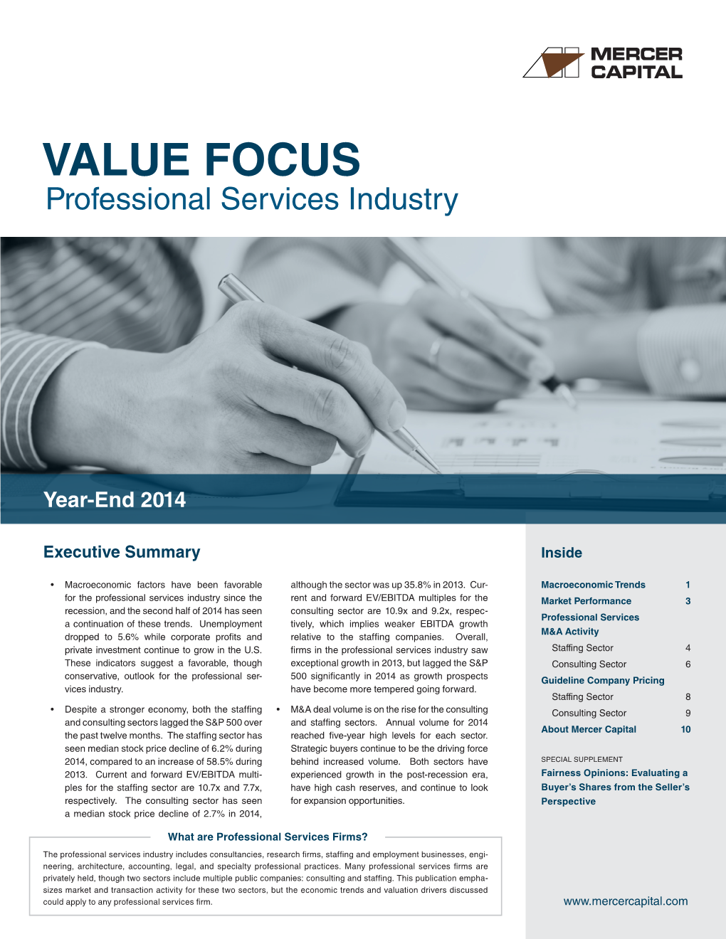 VALUE FOCUS Professional Services Industry