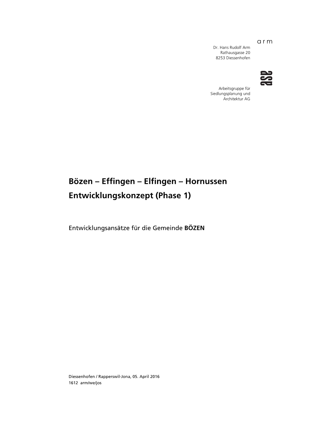 Bözen – Effingen – Elfingen – Hornussen Entwicklungskonzept (Phase 1)