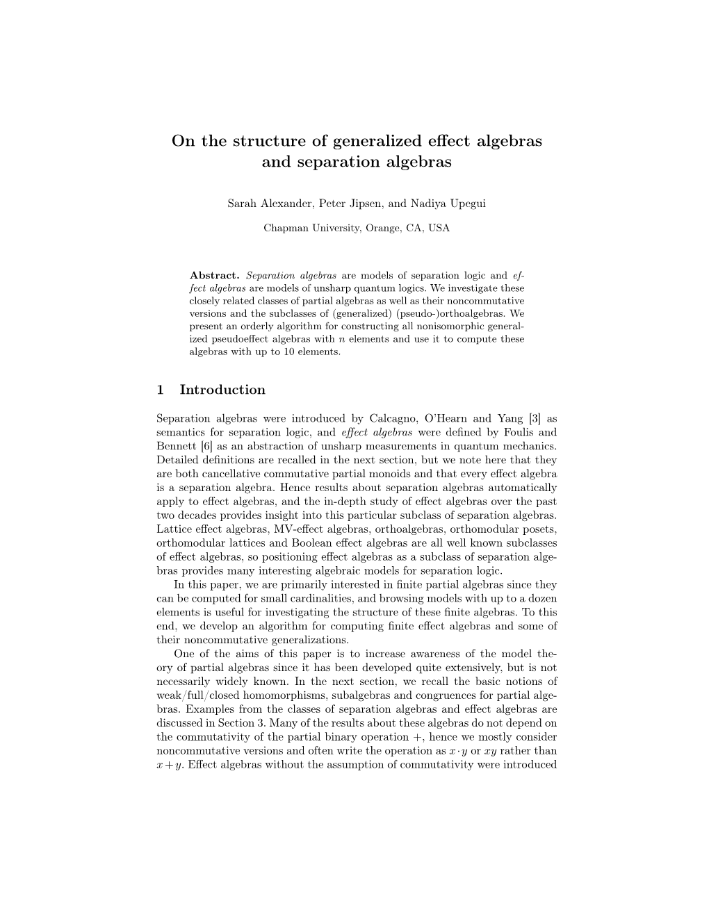 On the Structure of Generalized Effect Algebras and Separation Algebras