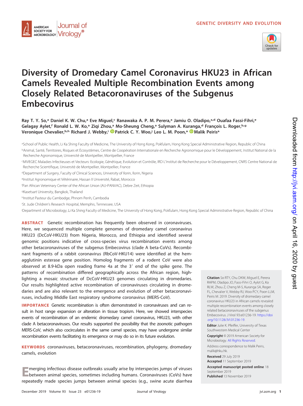 Diversity of Dromedary Camel Coronavirus HKU23 in African