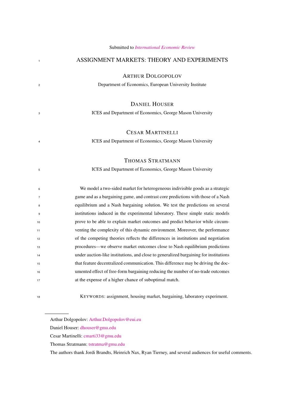 Assignment Markets: Theory and Experiments