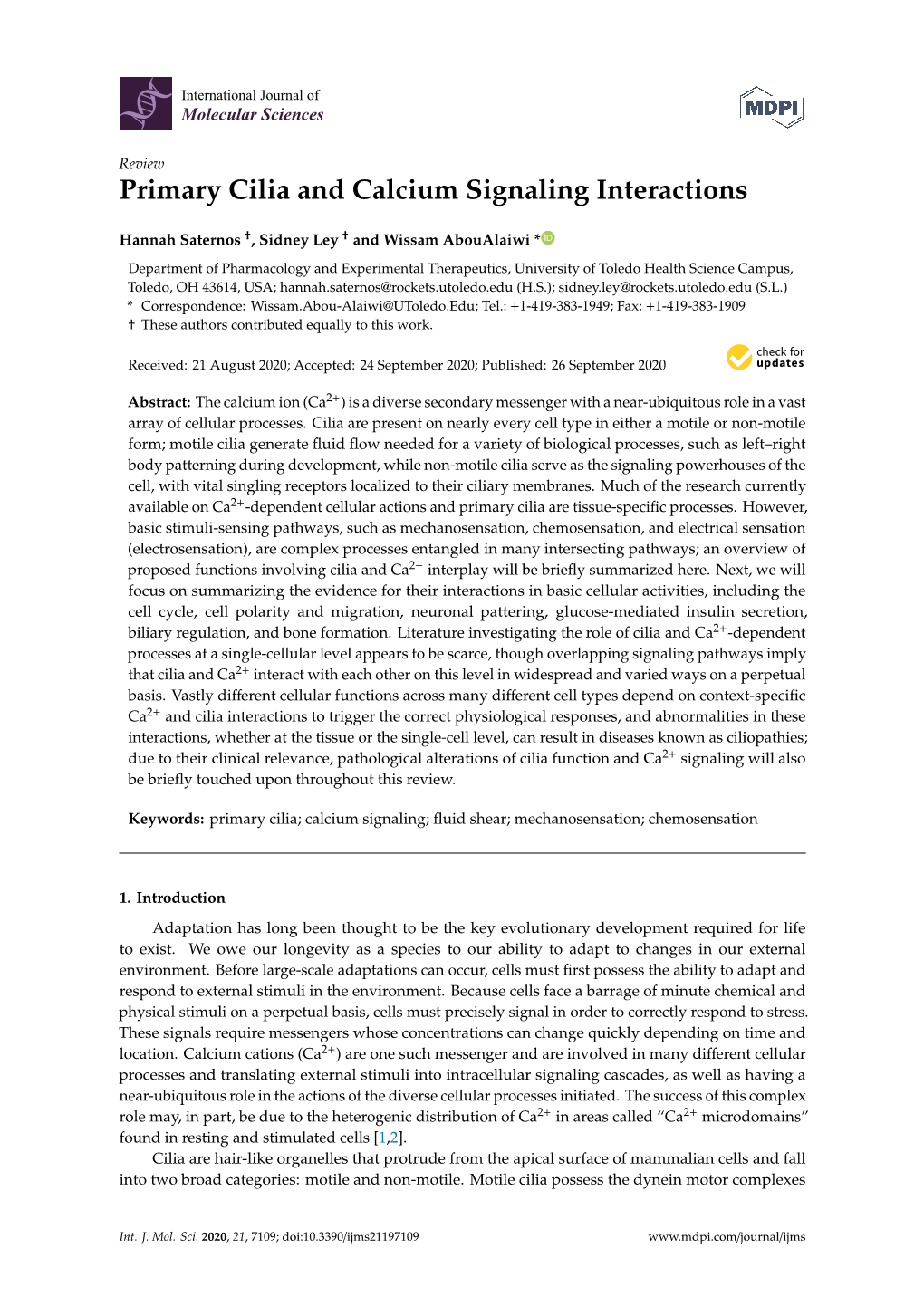 Primary Cilia and Calcium Signaling Interactions