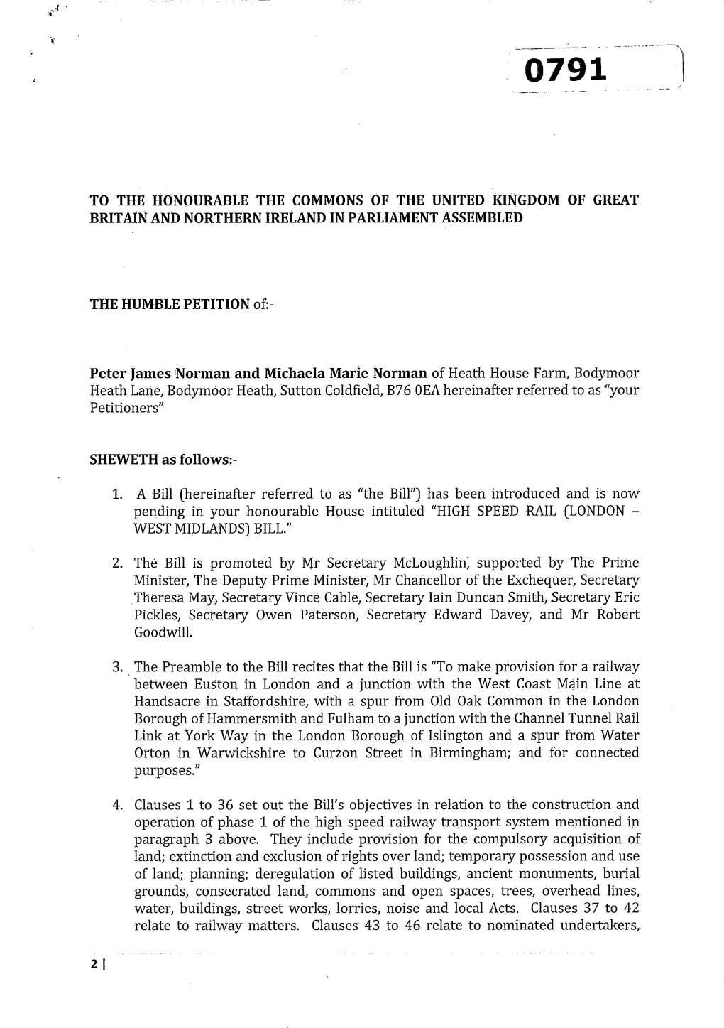 To the Honourable the Commons of the United Kingdom of Great Britain and Northern Ireland in Parliament Assembled the Humble