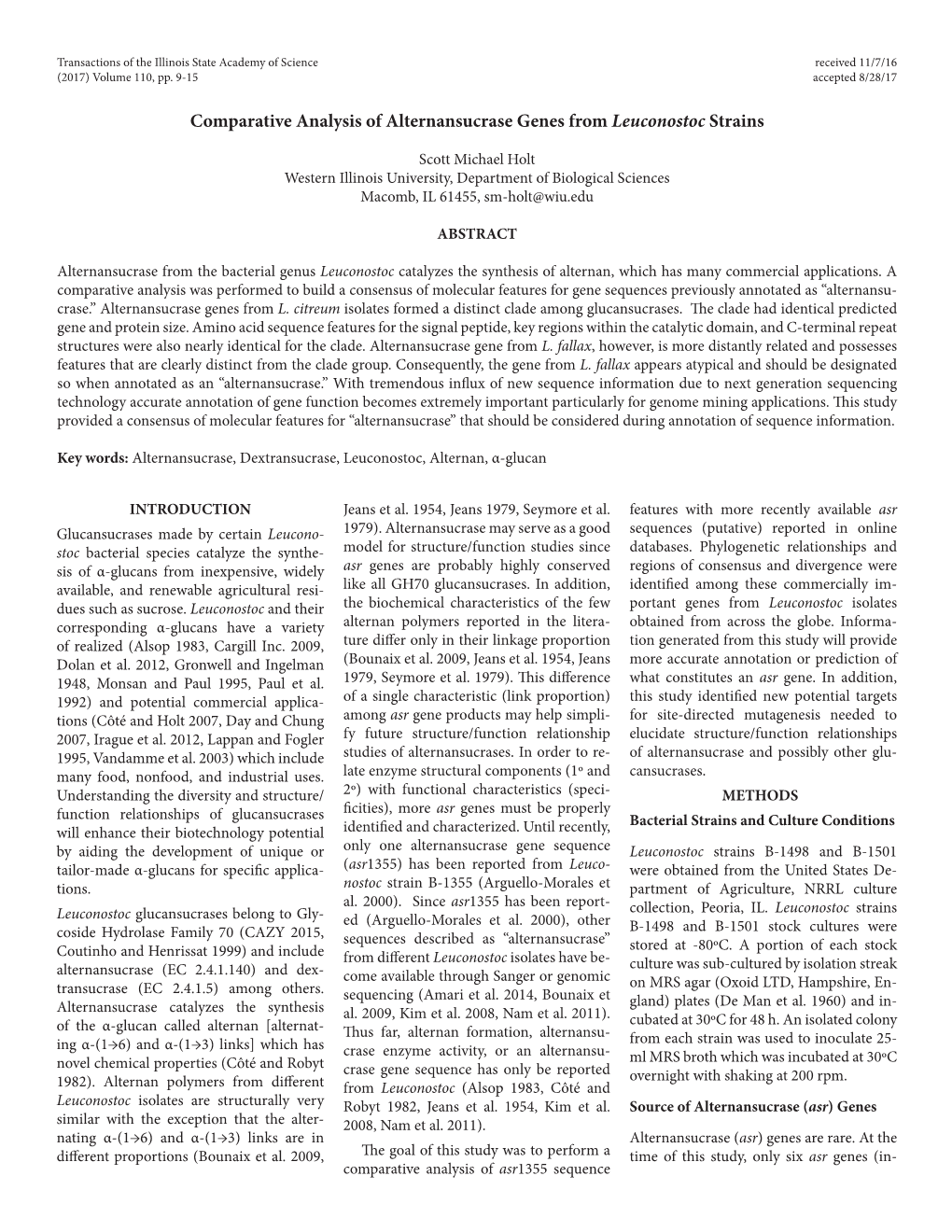 Comparative Analysis of Alternansucrase Genes from Leuconostoc Strains