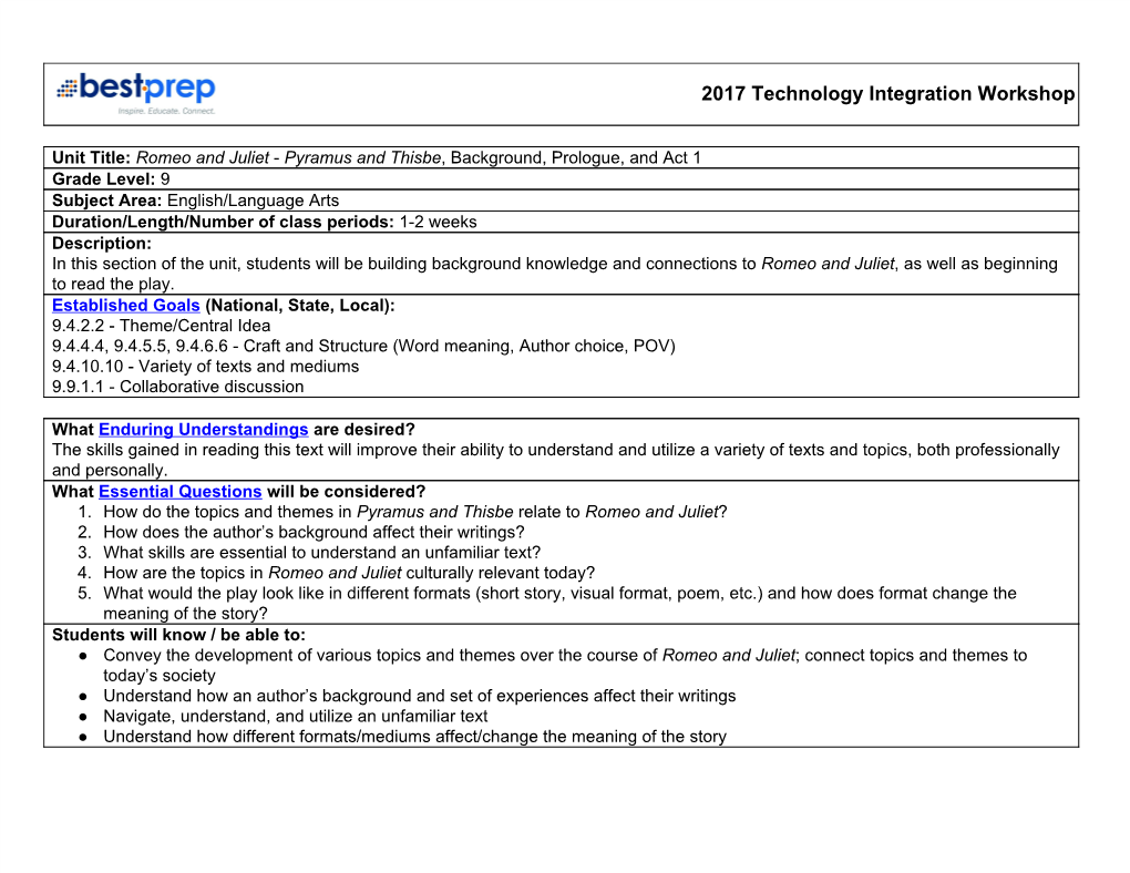 2017 Technology Integration Workshop