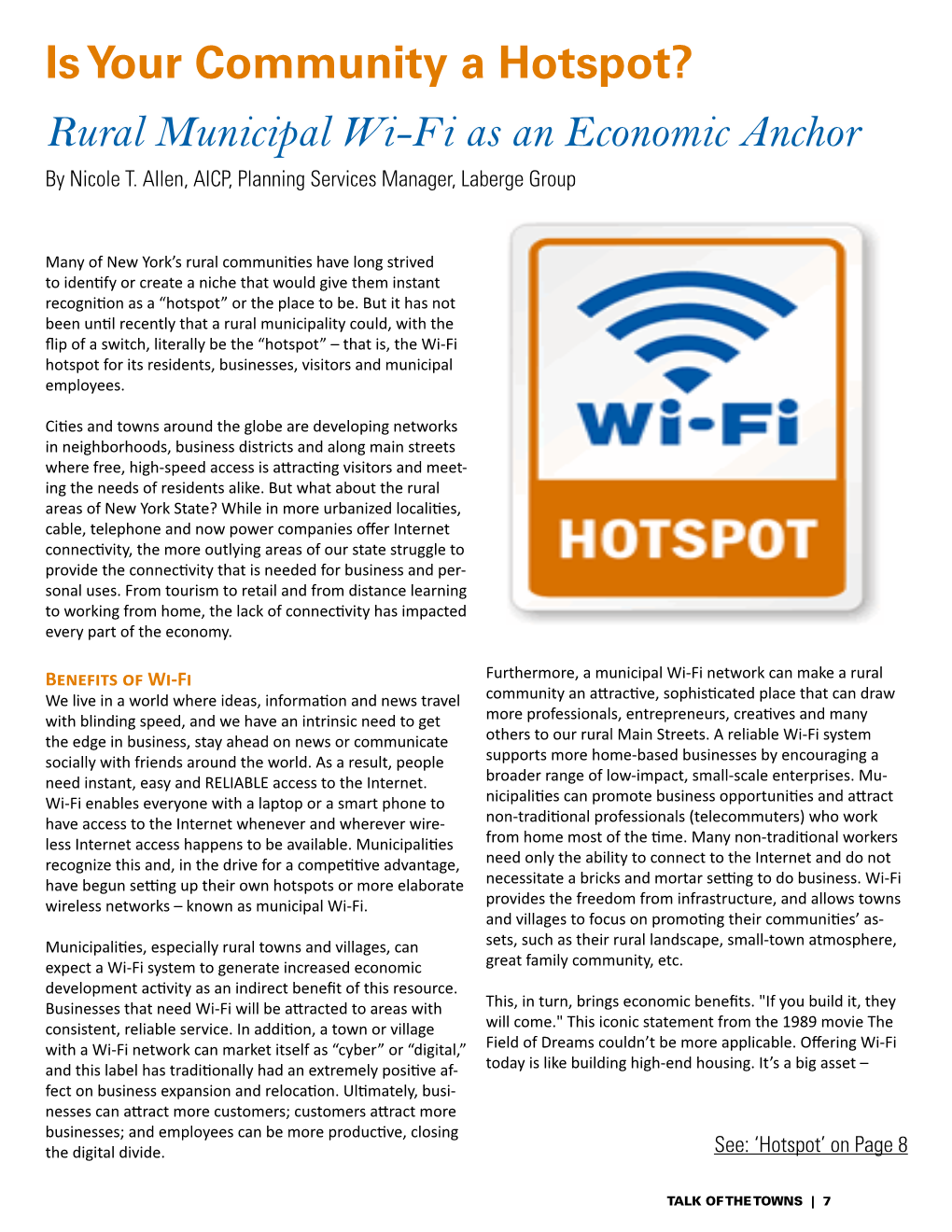 Is Your Community a Hotspot? Rural Municipal Wi-Fi As an Economic Anchor by Nicole T