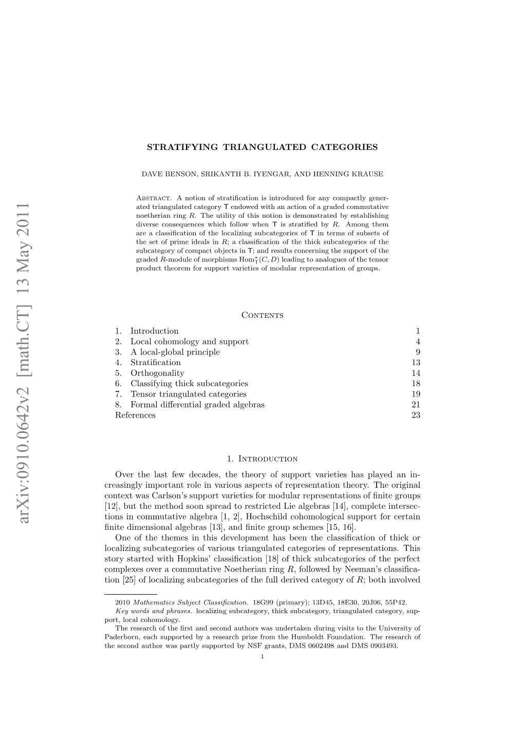 Stratifying Triangulated Categories 3