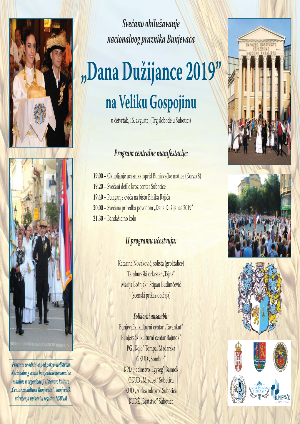 „Dana Dužijance 2019” Na Veliku Gospojinu U Četvrtak, 15