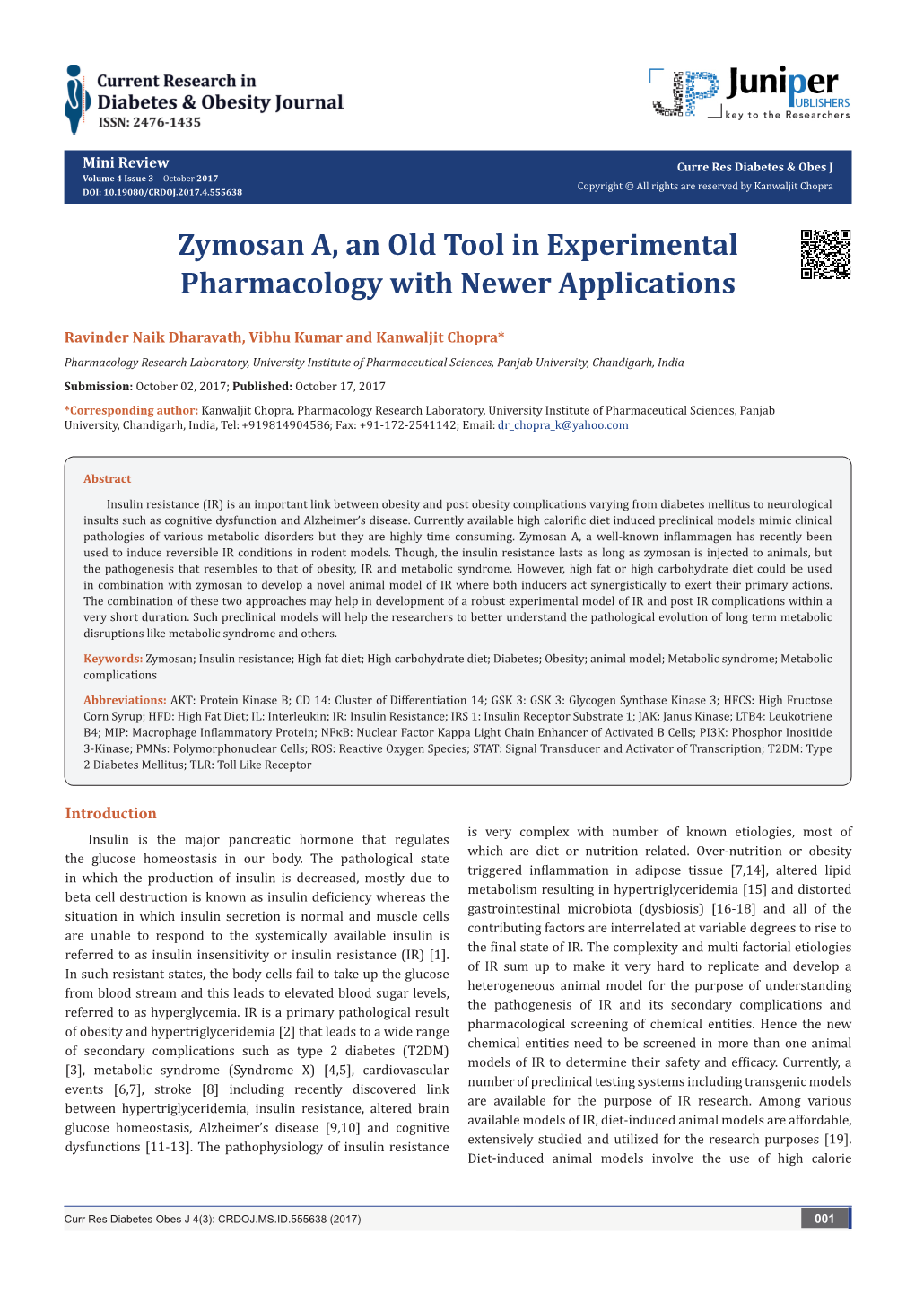 Zymosan A, an Old Tool in Experimental Pharmacology with Newer Applications