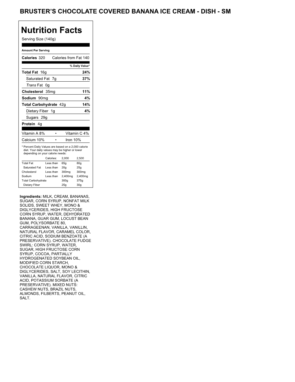 Nutrition Facts Serving Size (140G)