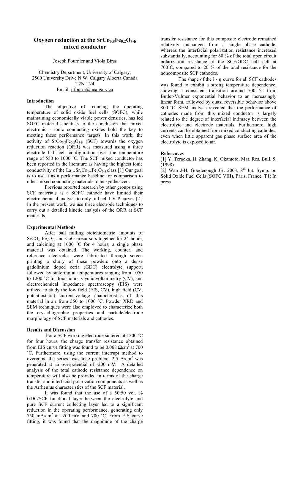 Oxygen Reduction at the Srco0.8Fe0.2O3-Δ Mixed Conductor