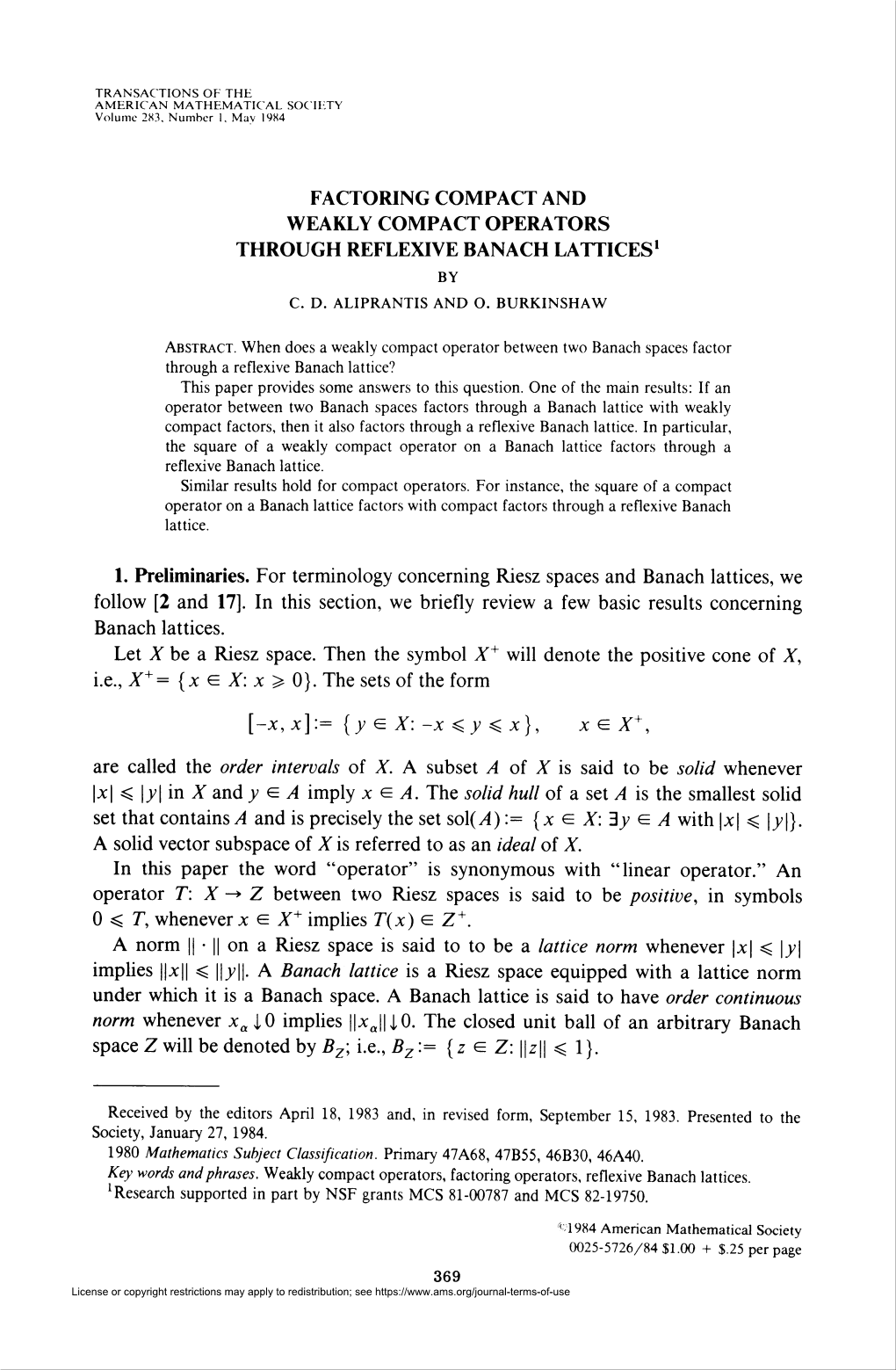 Factoring Compact and Weakly Compact Operators Through Reflexive