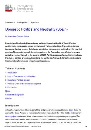 Domestic Politics and Neutrality (Spain)