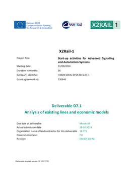 X2rail-1 Deliverable D7.1 Analysis of Existing Lines and Economic Models