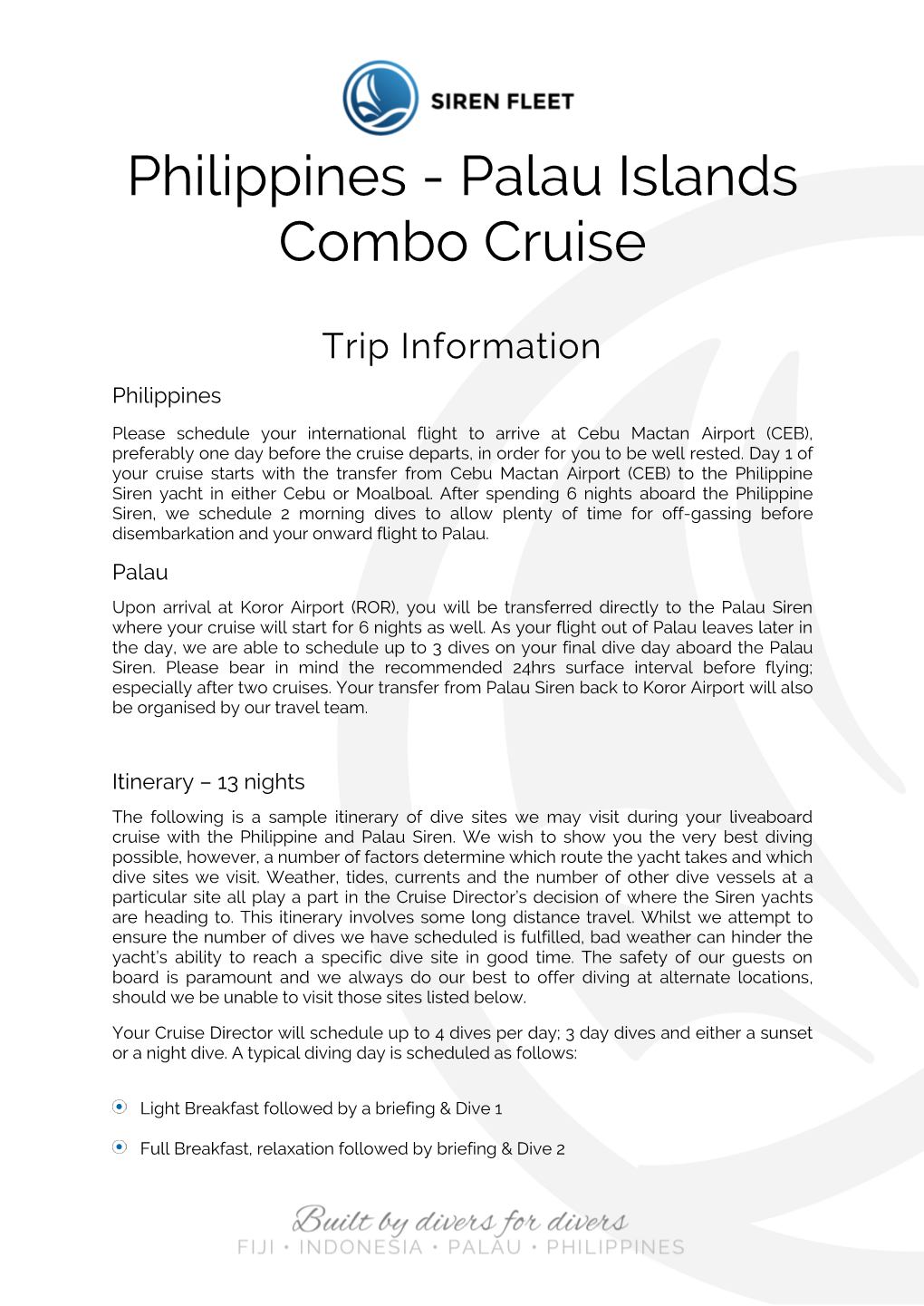 Philippines - Palau Islands Combo Cruise