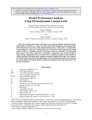 Rocket Performance Analysis Using Electrodynamic Launch Assist
